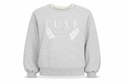 River Island Girls Grey 100% Cotton Pullover Sweatshirt Size 11-12 Years Pullover - Luxe