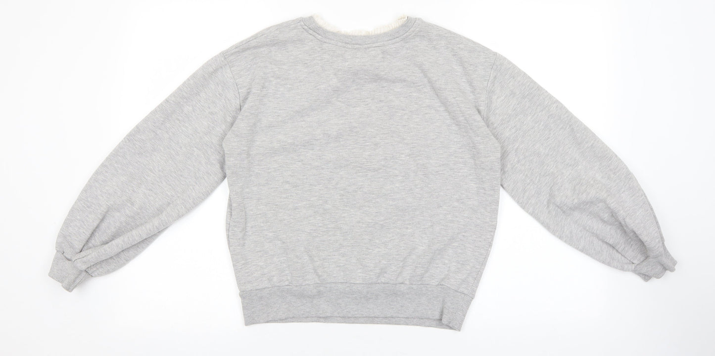 River Island Girls Grey 100% Cotton Pullover Sweatshirt Size 11-12 Years Pullover - Luxe