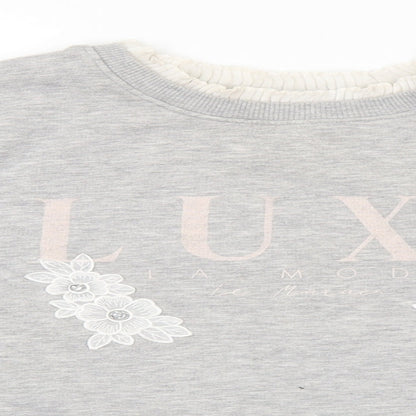 River Island Girls Grey 100% Cotton Pullover Sweatshirt Size 11-12 Years Pullover - Luxe