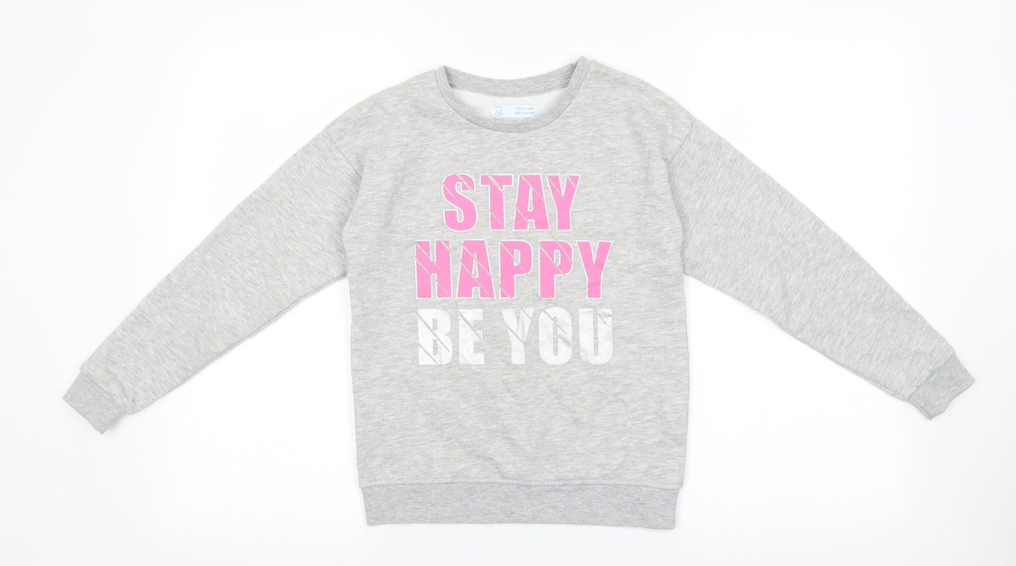 Primark Girls Grey Cotton Pullover Sweatshirt Size 9-10 Years Pullover - Stay Happy be You