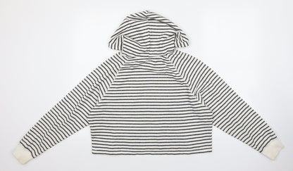Divided Womens White Striped Cotton Pullover Hoodie Size M Pullover