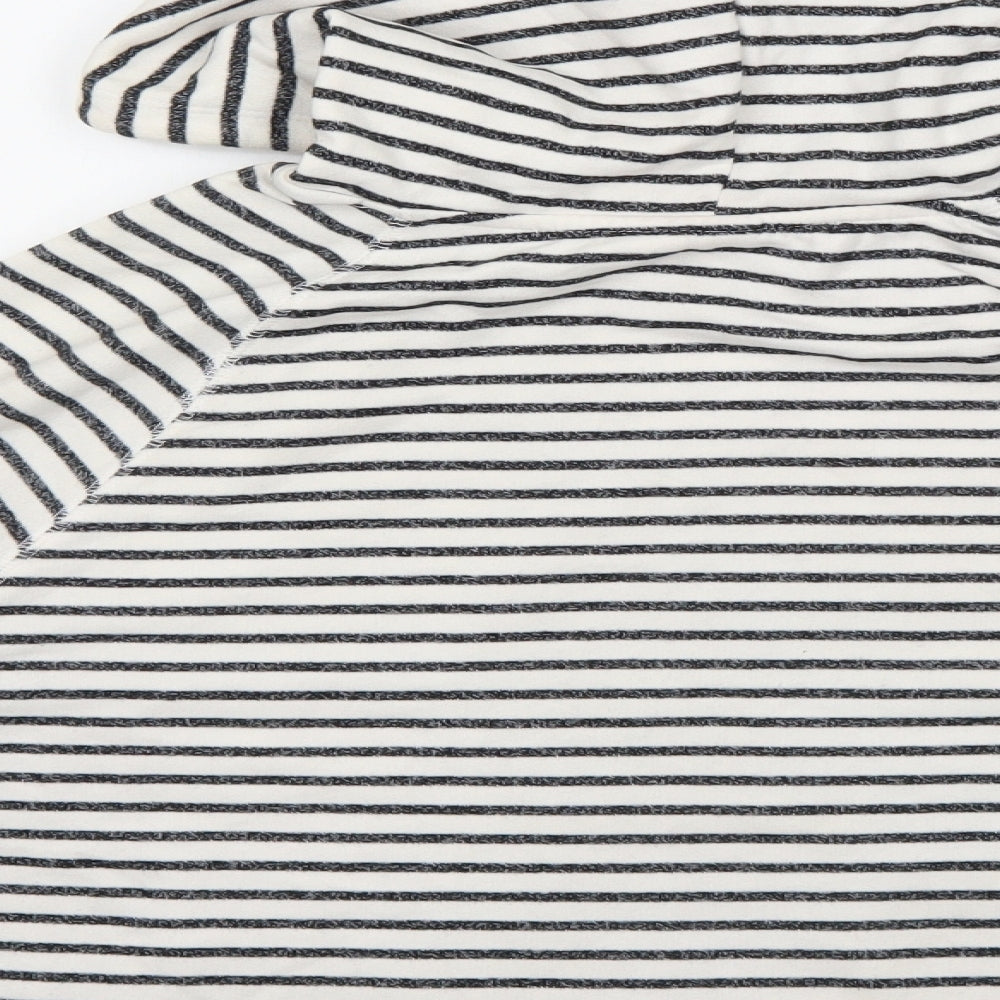 Divided Womens White Striped Cotton Pullover Hoodie Size M Pullover