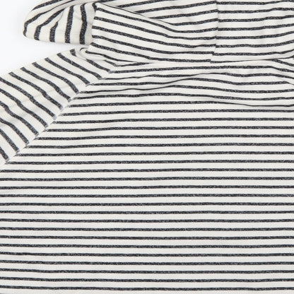 Divided Womens White Striped Cotton Pullover Hoodie Size M Pullover