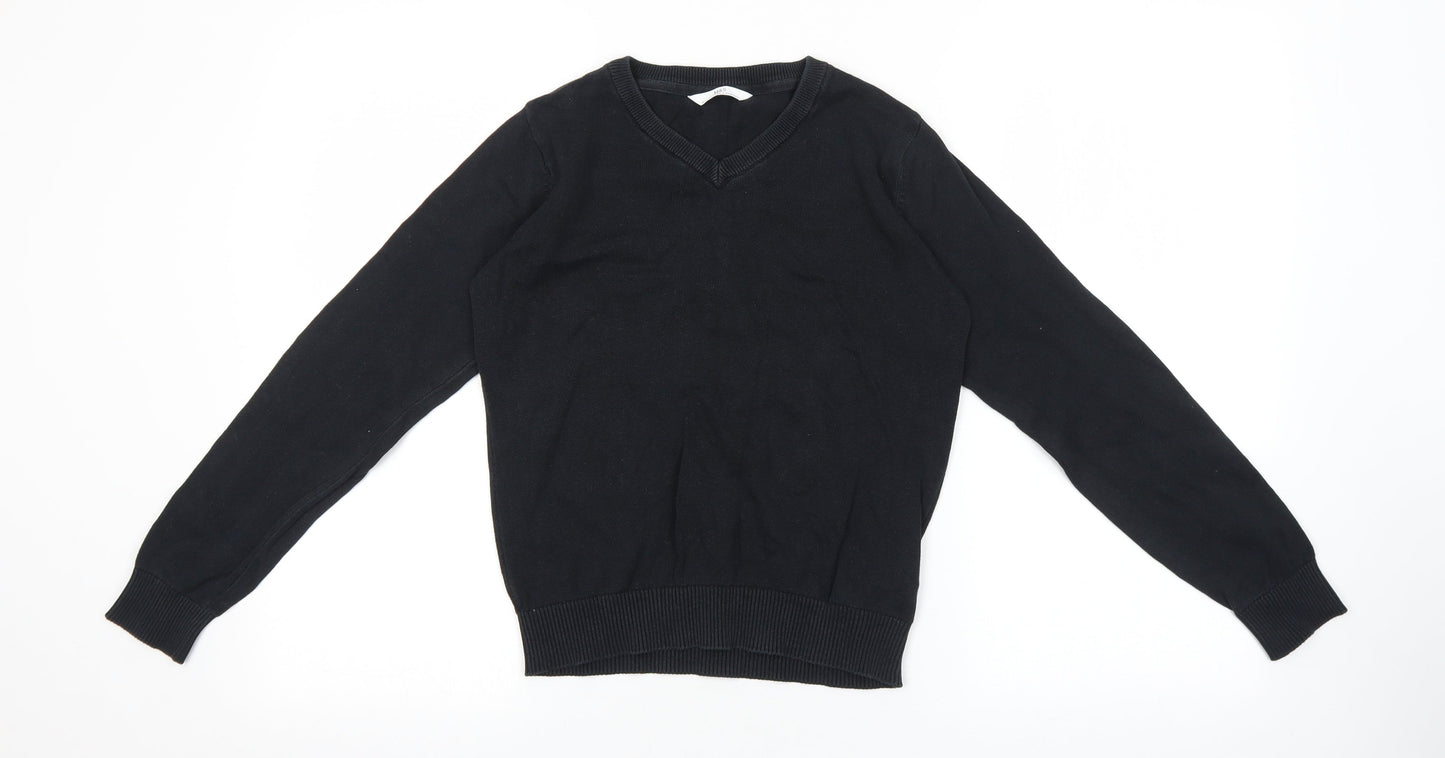 Marks and Spencer Boys Black Cotton Pullover Sweatshirt Size 10-11 Years Pullover