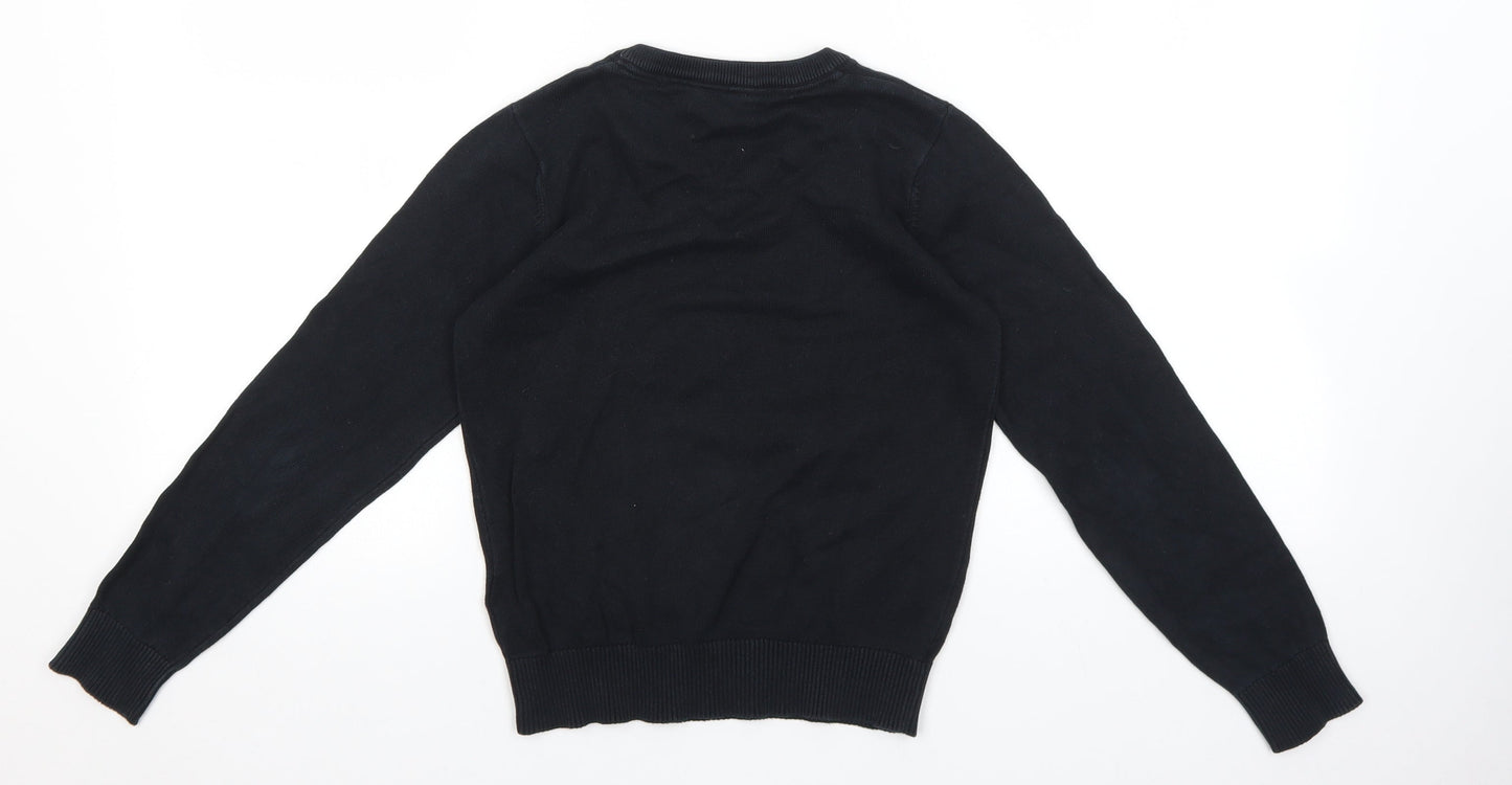Marks and Spencer Boys Black Cotton Pullover Sweatshirt Size 9-10 Years Pullover