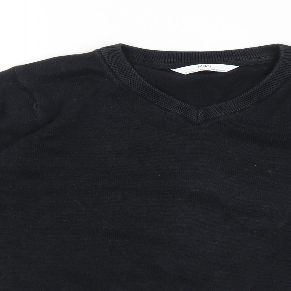 Marks and Spencer Boys Black Cotton Pullover Sweatshirt Size 9-10 Years Pullover