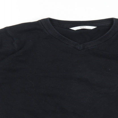 Marks and Spencer Boys Black Cotton Pullover Sweatshirt Size 9-10 Years Pullover