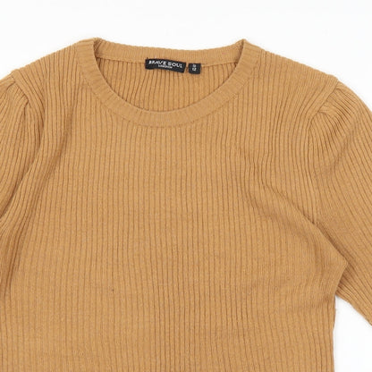 Womens UK Size S Brave Soul Orange Basic T-Shirt