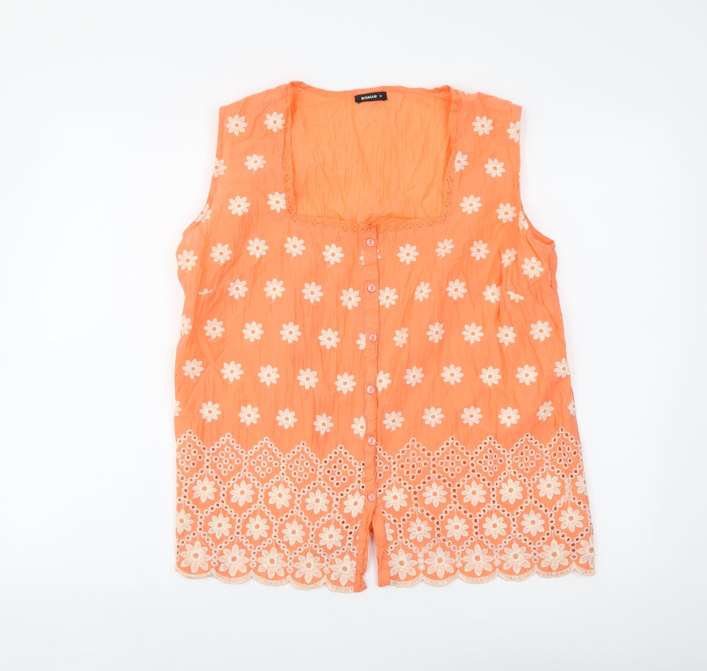Womens UK Size 12 Roman Orange Basic Tank