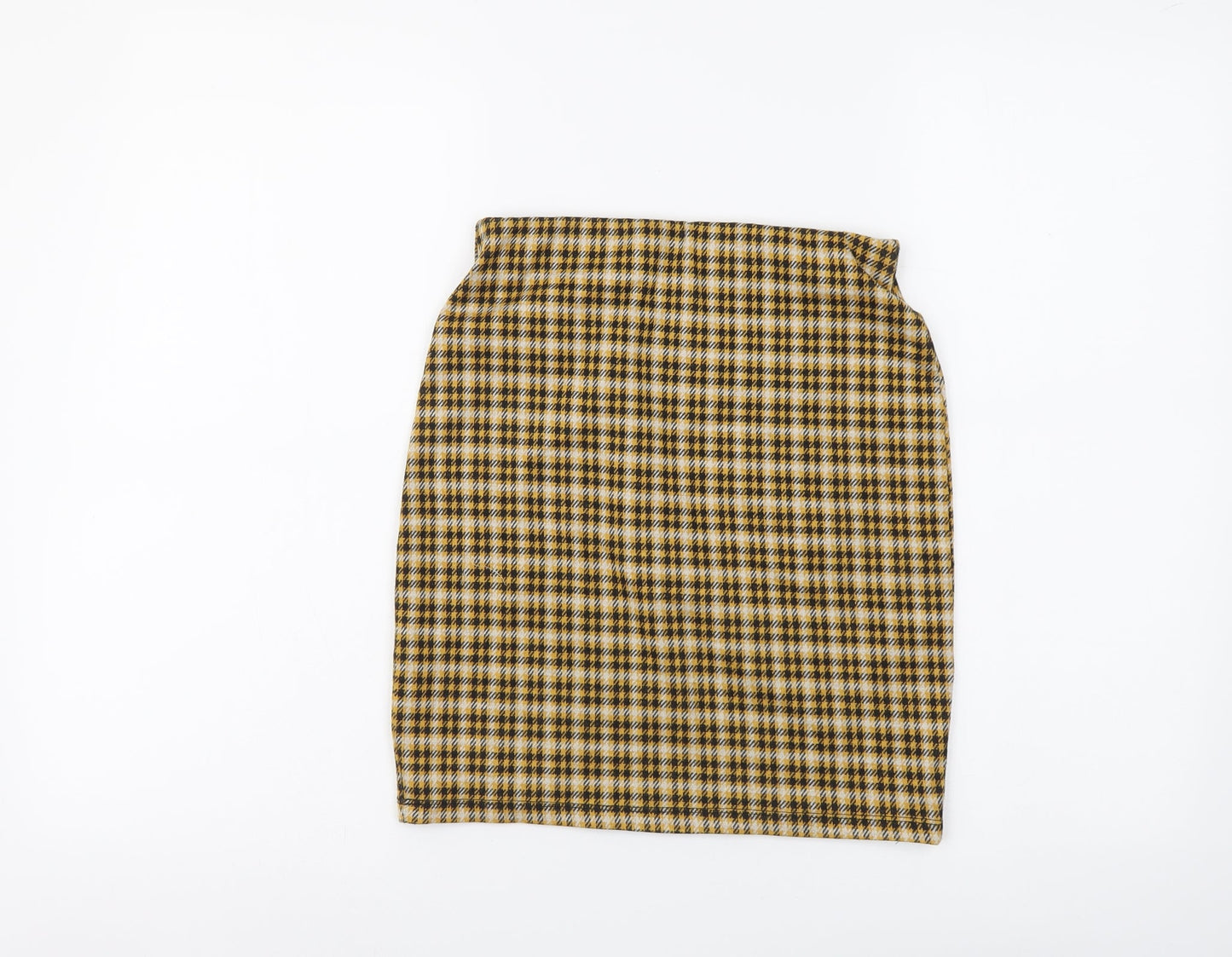 New Look Womens Yellow Plaid Polyester Bandage Skirt Size 6