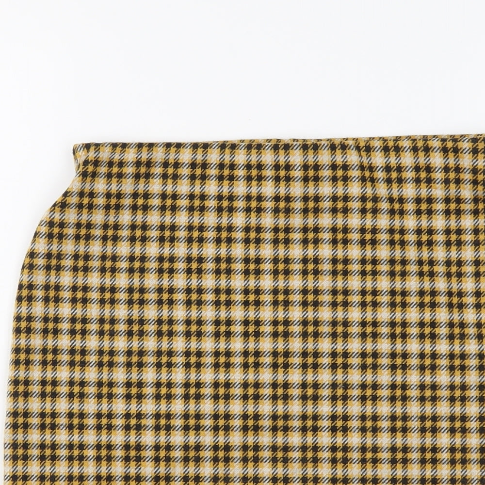 New Look Womens Yellow Plaid Polyester Bandage Skirt Size 6