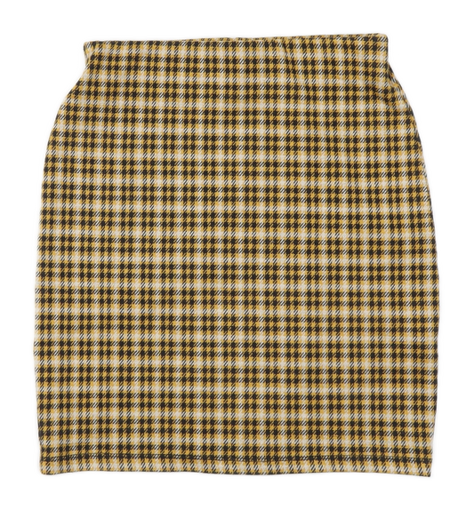 New Look Womens Yellow Plaid Polyester Bandage Skirt Size 6
