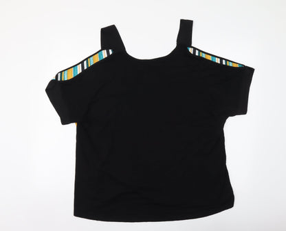 Papaya Womens Multicoloured Striped Polyester Basic Blouse Size 18 Scoop Neck - Cold Shoulder