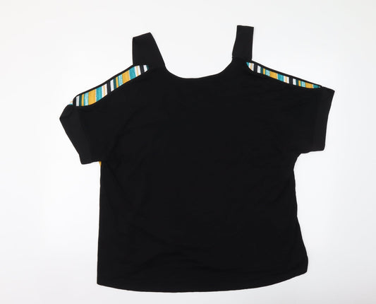 Papaya Womens Multicoloured Striped Polyester Basic Blouse Size 18 Scoop Neck - Cold Shoulder