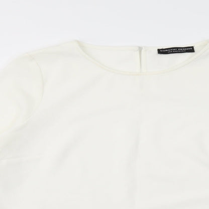 Dorothy Perkins Womens Ivory Polyester Basic T-Shirt Size 14 Round Neck - Chiffon Trim