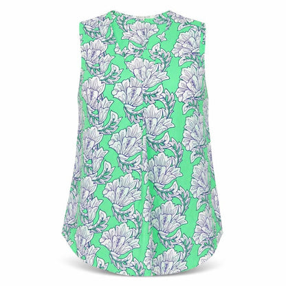 Rose + Olive Womens Green Floral Polyester Basic Blouse Size M V-Neck