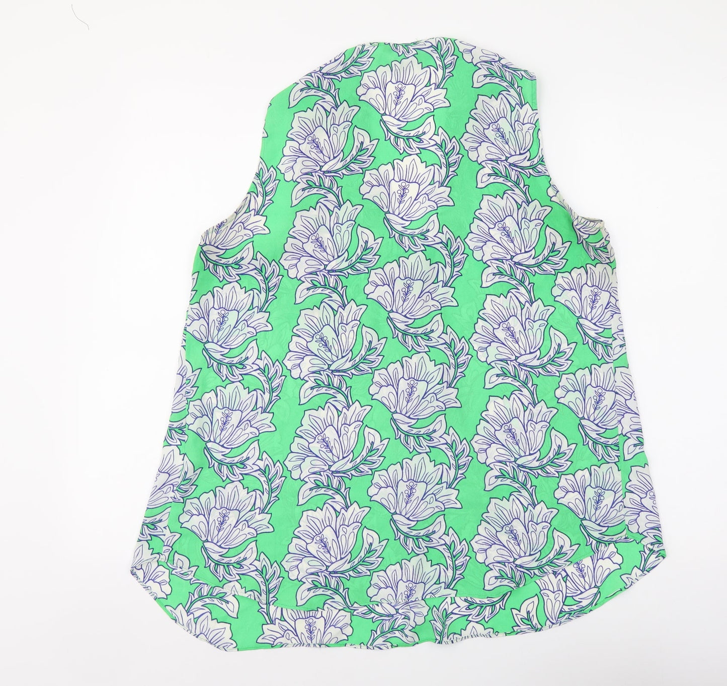 Rose + Olive Womens Green Floral Polyester Basic Blouse Size M V-Neck