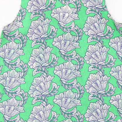 Rose + Olive Womens Green Floral Polyester Basic Blouse Size M V-Neck