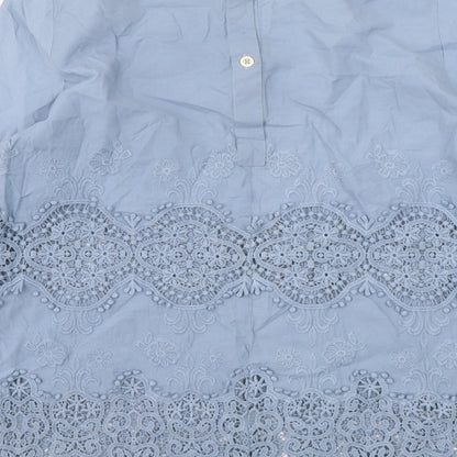 11 Tyhlo Womens Blue Cotton Basic Blouse Size XS Round Neck