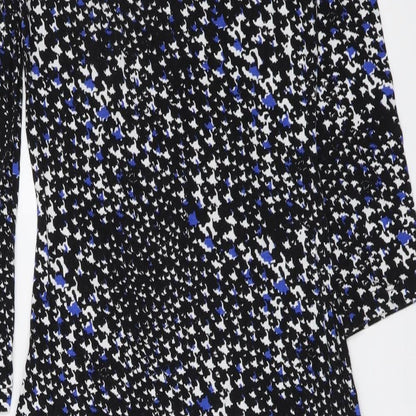 F&F Womens Black Geometric Viscose Bodycon Size 8 Boat Neck Pullover