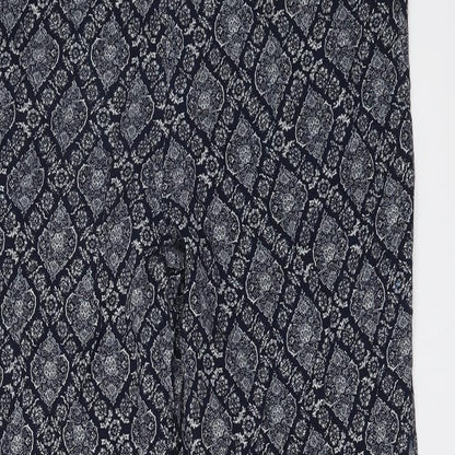 Autonomy Womens Blue Geometric Viscose Trousers Size 12 L27 in Regular