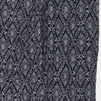 Autonomy Womens Blue Geometric Viscose Trousers Size 12 L27 in Regular