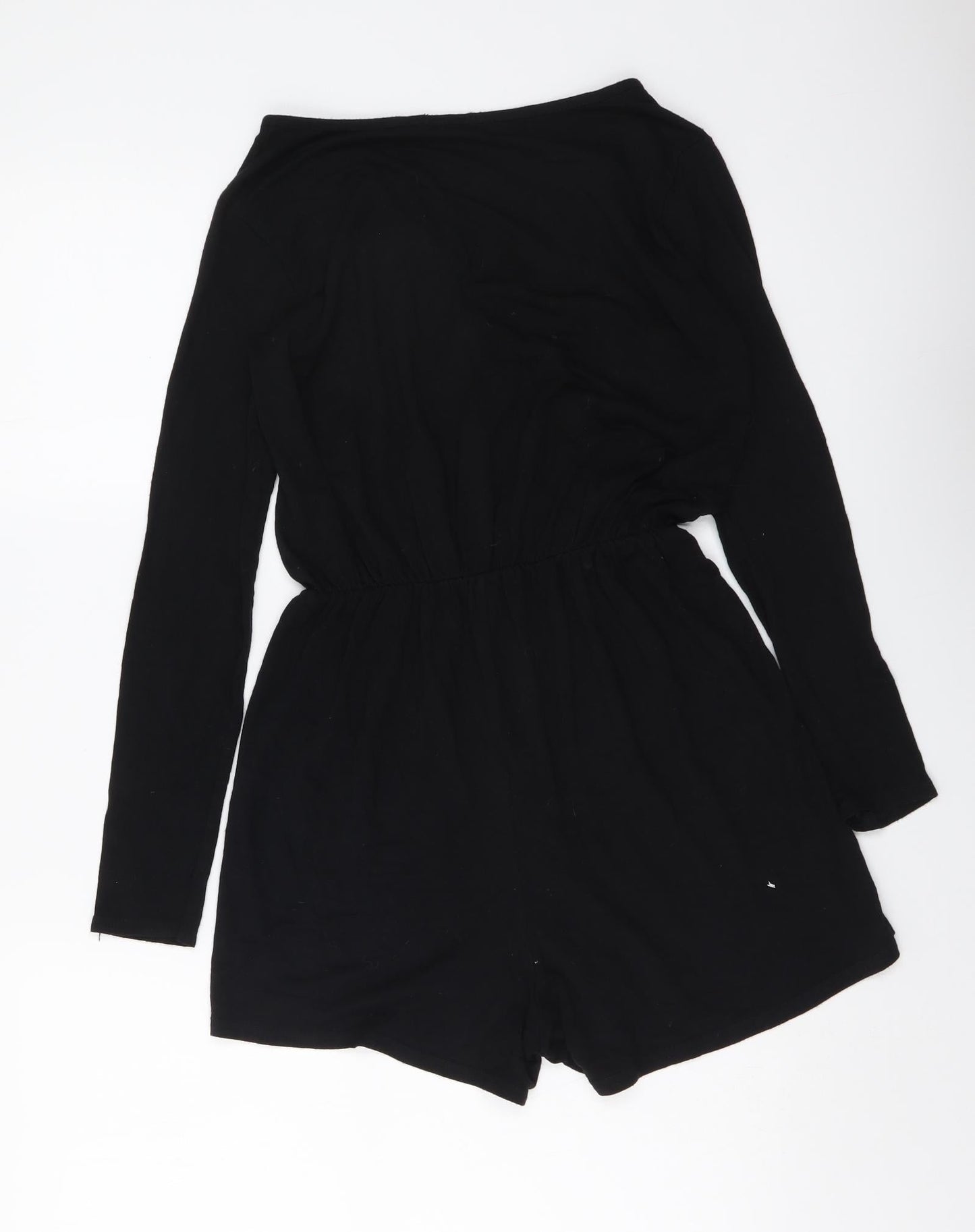 Boohoo Womens Black Polyester Playsuit One-Piece Size 6 Pullover