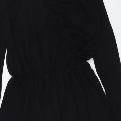 Boohoo Womens Black Polyester Playsuit One-Piece Size 6 Pullover