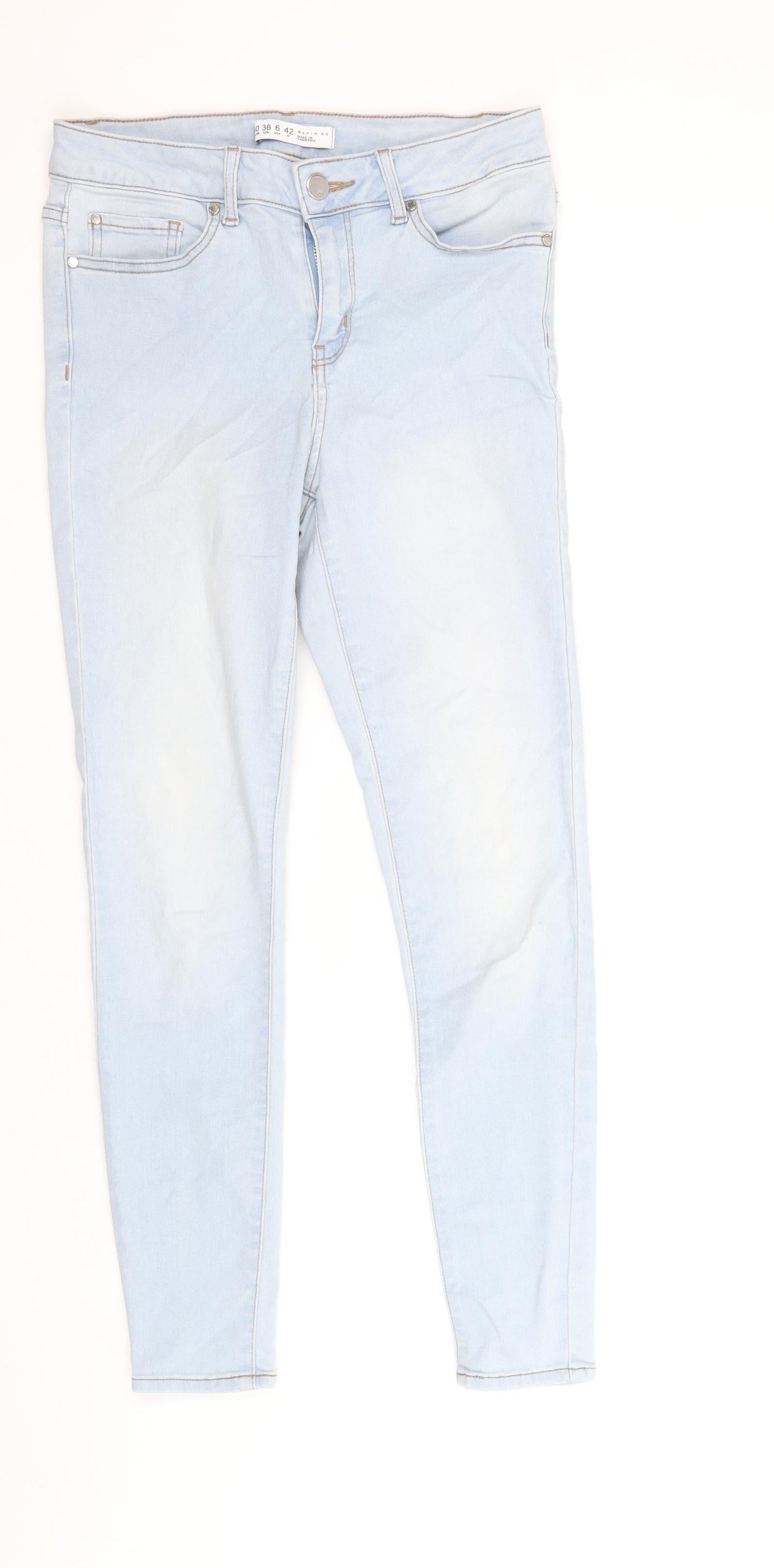 Denim & Co. Womens Blue Cotton Skinny Jeans Size 10 Regular Zip