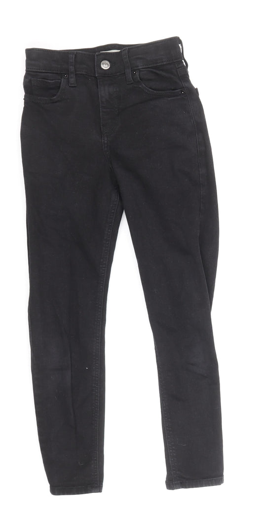 Topshop Womens Black Cotton Skinny Jeans Size 24 in Regular Zip