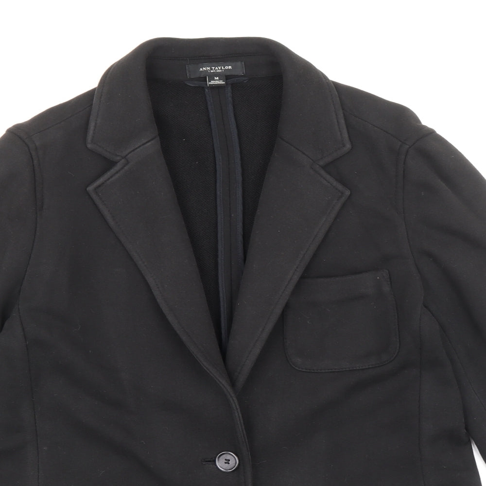 Ann Taylor Womens Black Jacket Blazer Size M Button