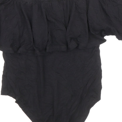 Select Womens Black Viscose Bodysuit One-Piece Size 10 Snap