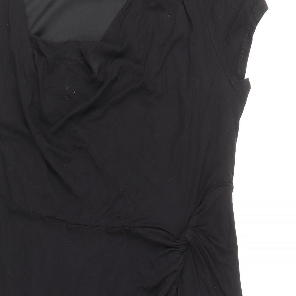 Kaliko Womens Black Viscose Sheath Size 16 Boat Neck Pullover