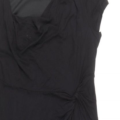 Kaliko Womens Black Viscose Sheath Size 16 Boat Neck Pullover