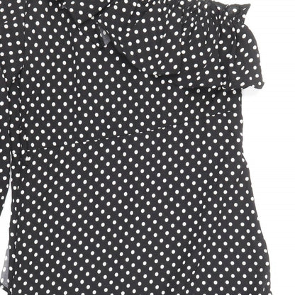 Nasty Gal Womens Black Polka Dot Polyester Mini Size 12 One Shoulder Zip