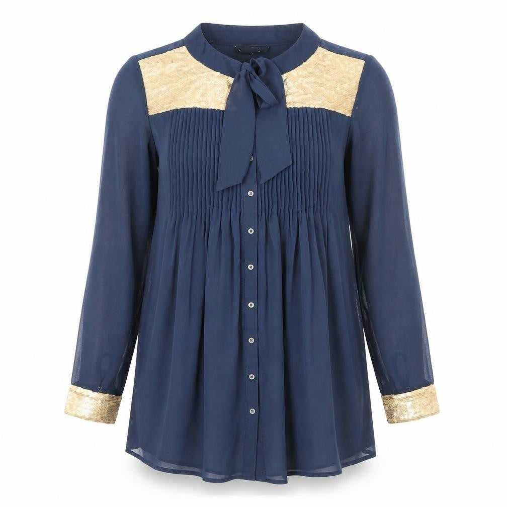 Womens UK Size M Preworn Blue Basic Button-Up
