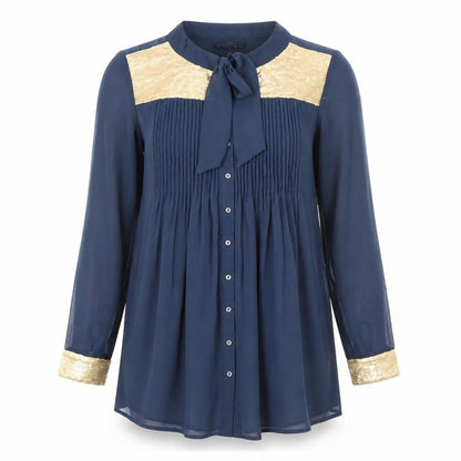Womens UK Size M Preworn Blue Basic Button-Up