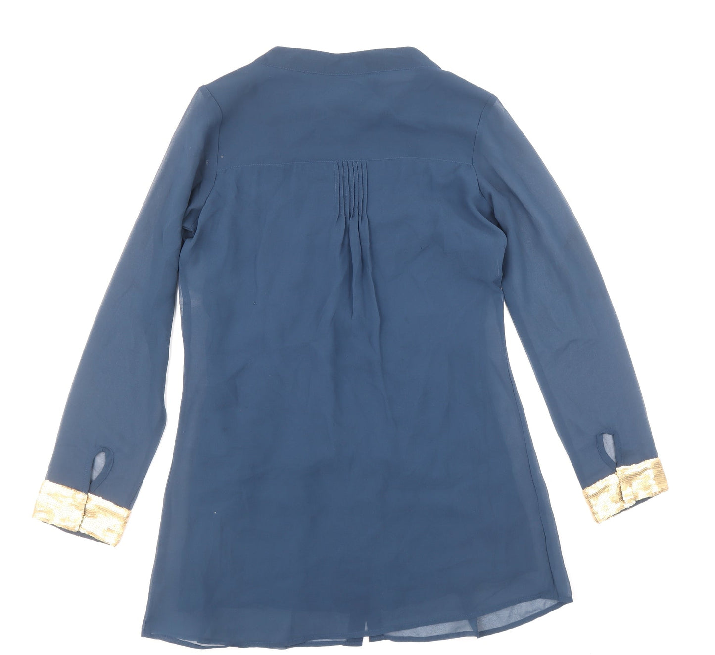 Womens UK Size M Preworn Blue Basic Button-Up
