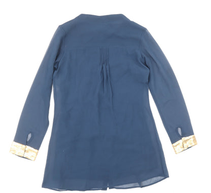 Womens UK Size M Preworn Blue Basic Button-Up