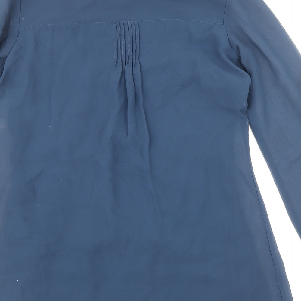 Womens UK Size M Preworn Blue Basic Button-Up