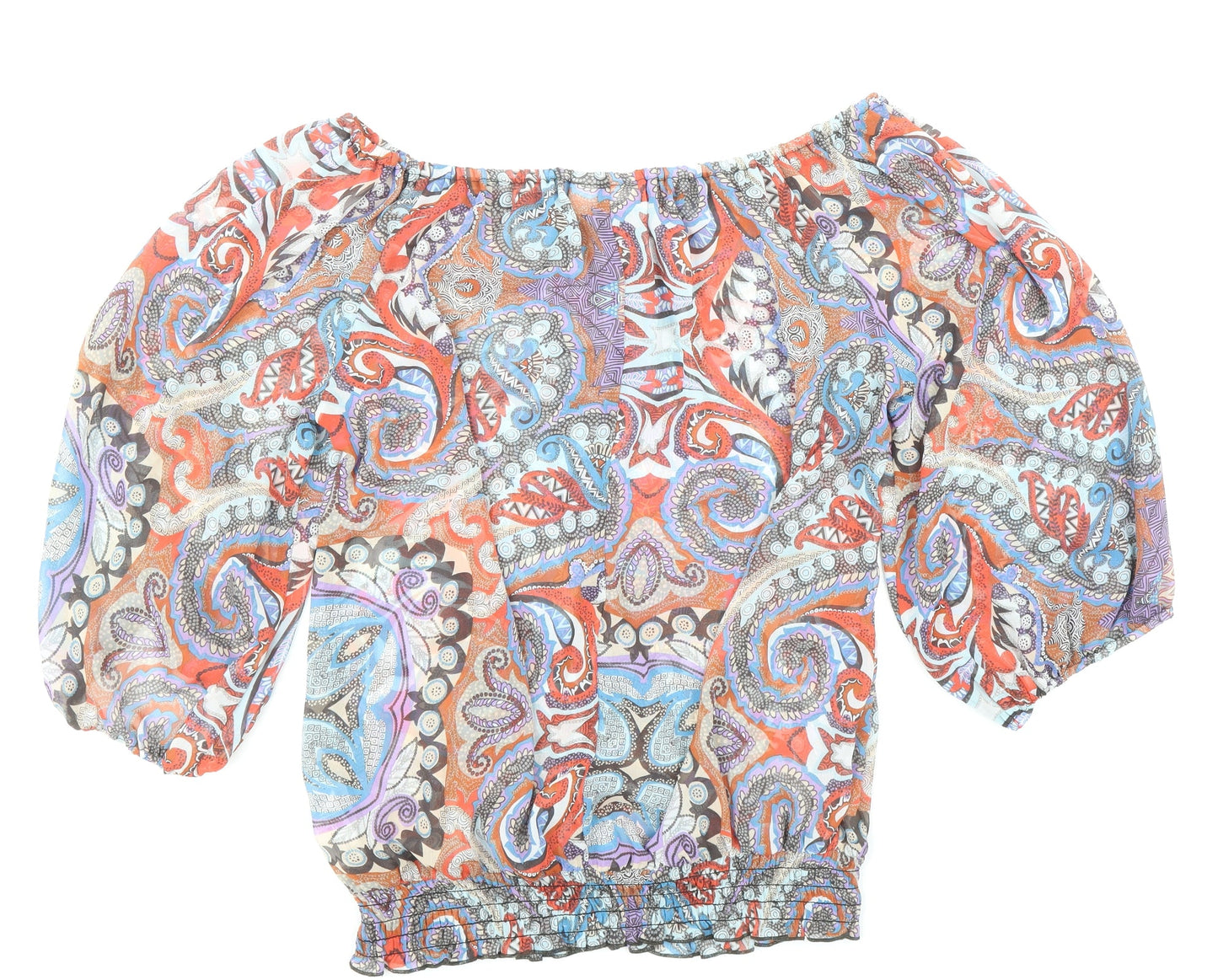 Wallis Womens Multicoloured Geometric Polyester Basic Blouse Size M Boat Neck
