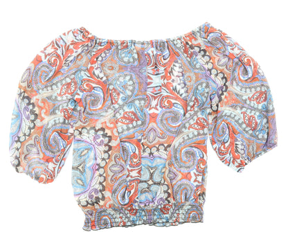 Wallis Womens Multicoloured Geometric Polyester Basic Blouse Size M Boat Neck