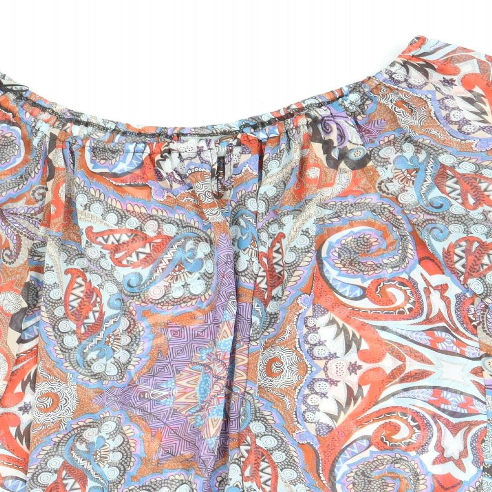 Wallis Womens Multicoloured Geometric Polyester Basic Blouse Size M Boat Neck