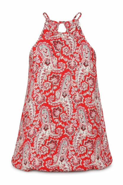 American Eagle Outfitters Womens Red Paisley Viscose Tunic Tank Size S Round Neck