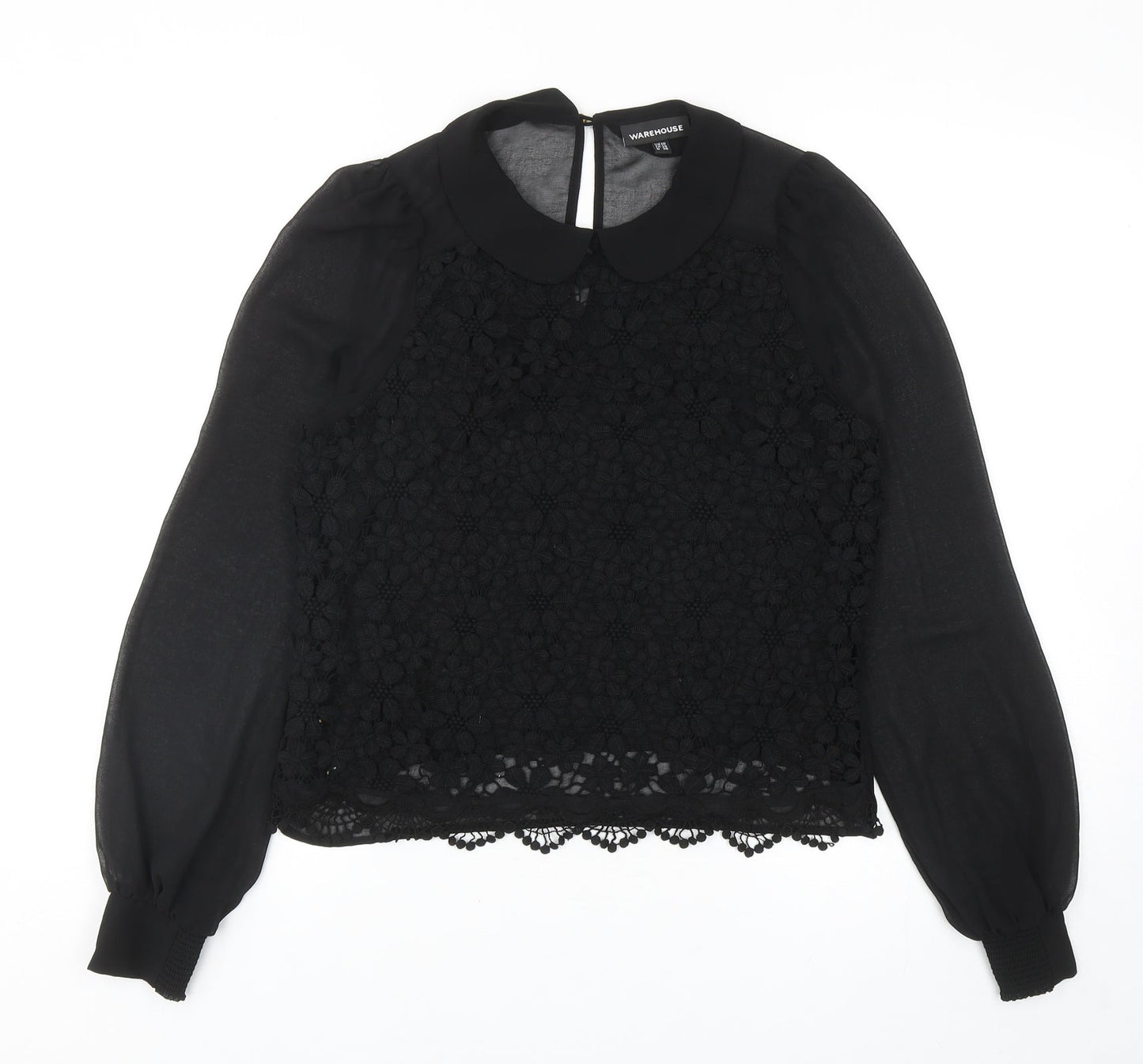 Womens UK Size 10 Warehouse Black Basic Blouse
