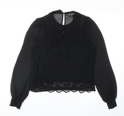 Womens UK Size 10 Warehouse Black Basic Blouse