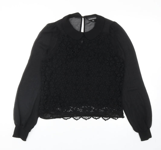 Womens UK Size 10 Warehouse Black Basic Blouse