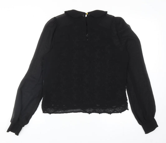 Womens UK Size 10 Warehouse Black Basic Blouse