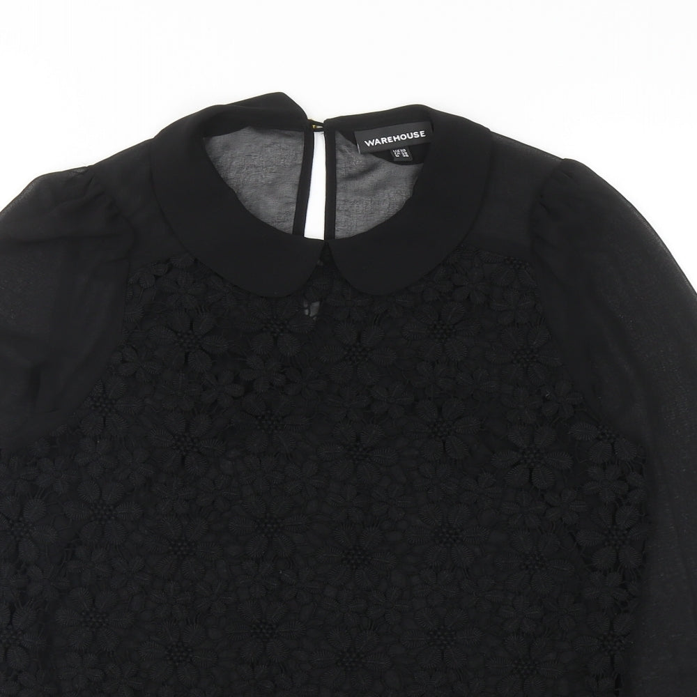 Womens UK Size 10 Warehouse Black Basic Blouse