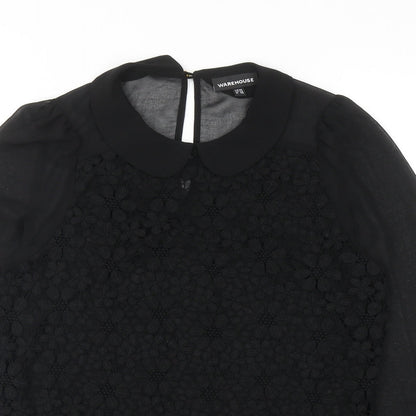Womens UK Size 10 Warehouse Black Basic Blouse